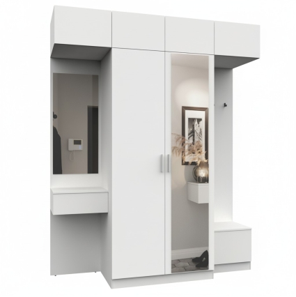 Набор мебели для прихожей "Марсель-260" МР 01-260 В2490 Ш2000 Г580 (ЛДСП Белый премиум) Набор мебели для прихожей "Марсель-260" МР 01-260 В2490 Ш2000 Г580 (ЛДСП Белый премиум)